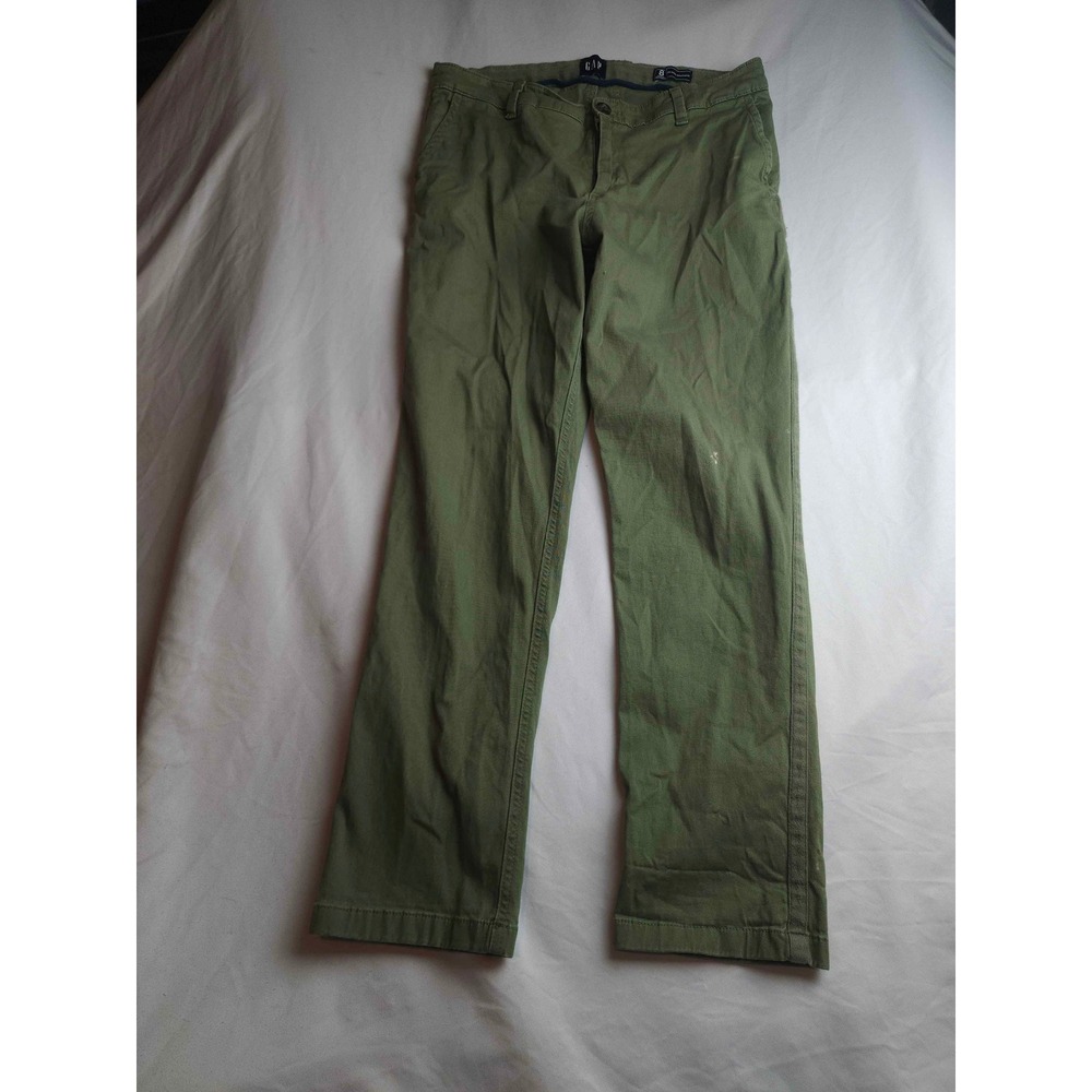 GAP Relaxed Girlfriend Chino Pants Olive Green Utility Trousers Womens Size 8